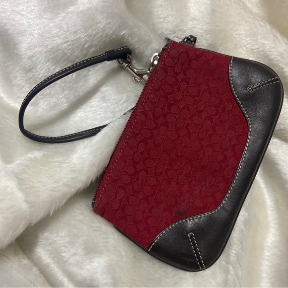 Vtg Coach Soho Red Logo Wristlet Mini Tote Purse Cosmetic Bag Wallet+Hangtag - Picture 7 of 11